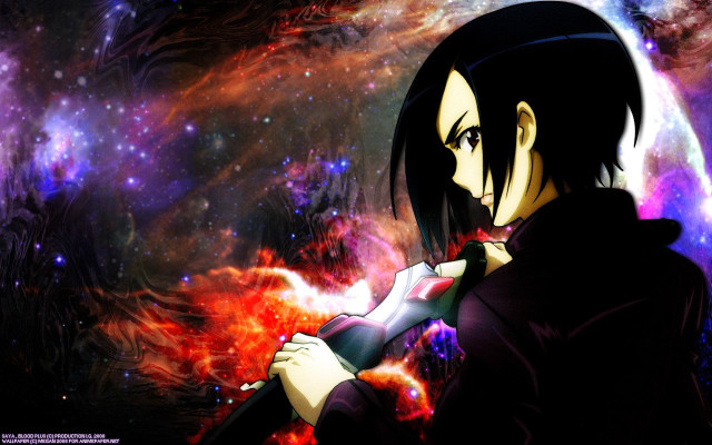 Anime character gun space stars free wallpaper - medium preview image