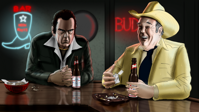 Men sitting table beer bottles free wallpaper - medium preview image