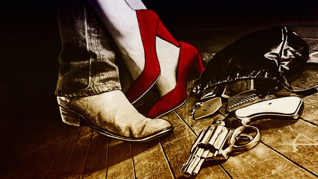 Person shoes gun money wooden free wallpaper - medium preview image