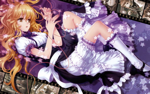 Girl dress purple background stars free wallpaper for desktop - medium preview image