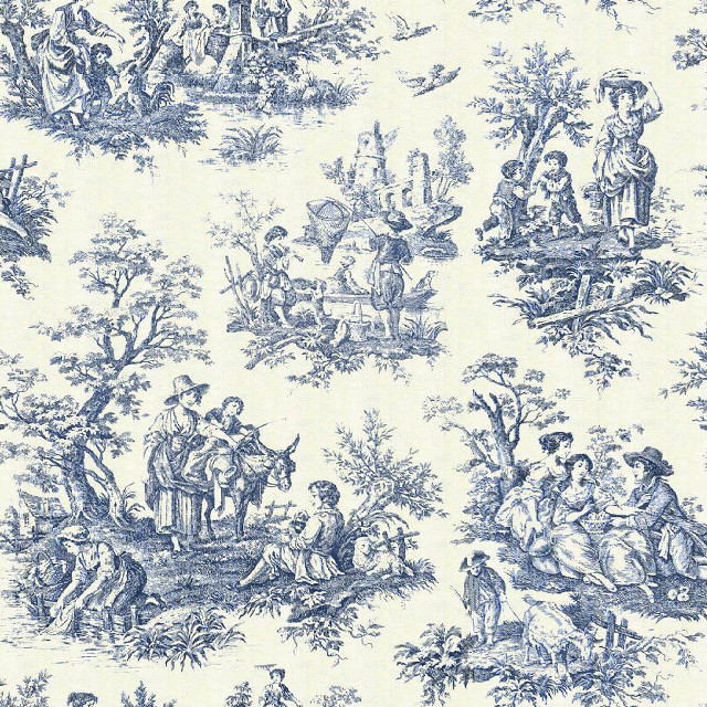 Blue white toile print wallpaper free wallpaper - medium preview image