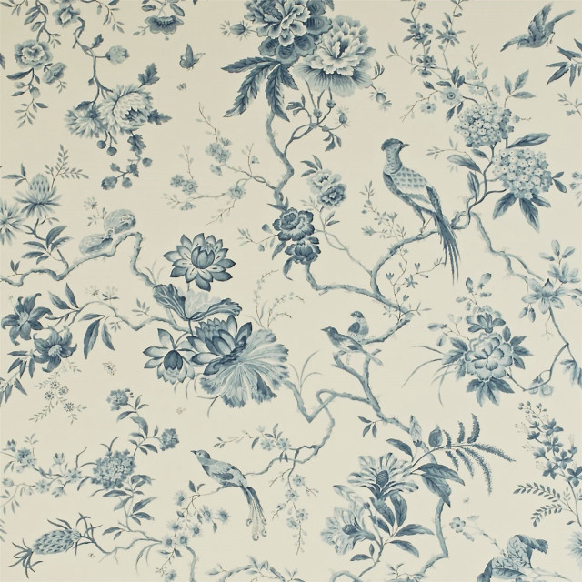 Blue white wallpaper bird flowers free wallpaper - medium preview image