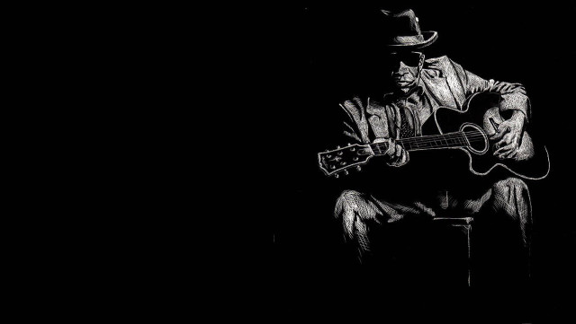Man hat guitar chair dark free wallpaper - medium preview image