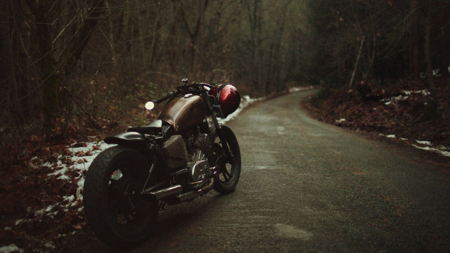 Motorcycle snowy woods tiltshift cinematic #2 free wallpaper - medium preview image