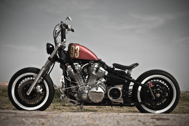 Red black motorcycle road grass free wallpaper - medium preview image