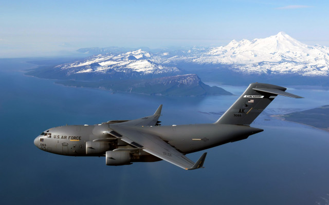 Military plane flying water mountains #2 free wallpaper - medium preview image