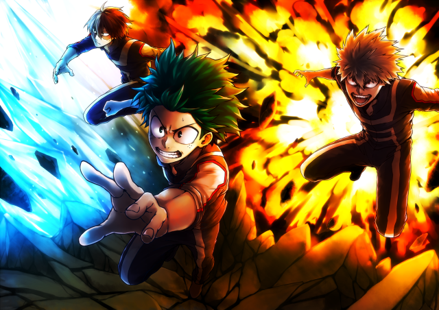 Anime fire ice background flames free wallpaper - medium preview image