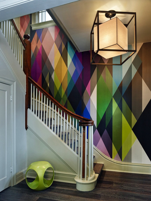Staircase colorful wallpaper lamp ceiling free wallpaper - medium preview image