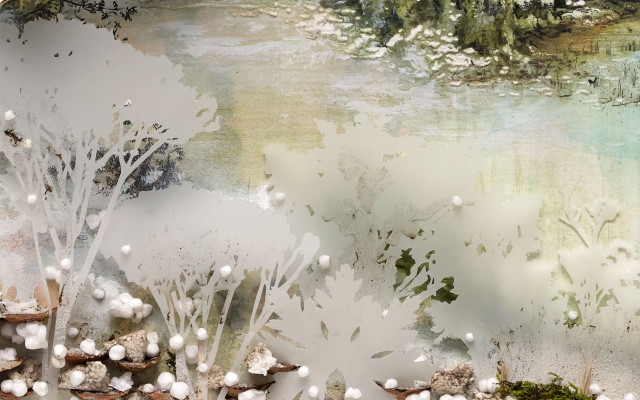 Forest white flowers trees blue free wallpaper - medium preview image