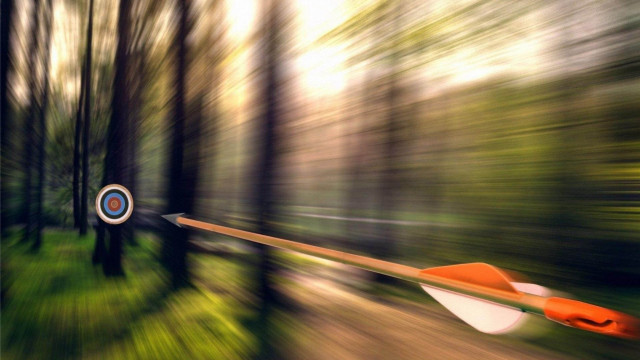 Bow arrow woods blurry trees free wallpaper - medium preview image