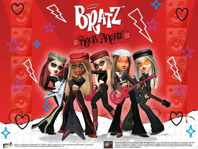 Dolls guitars red background hearts free wallpaper - medium preview image