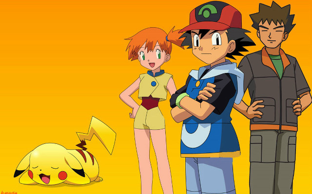 Pokemon group yellow background pikachu free wallpaper - medium preview image