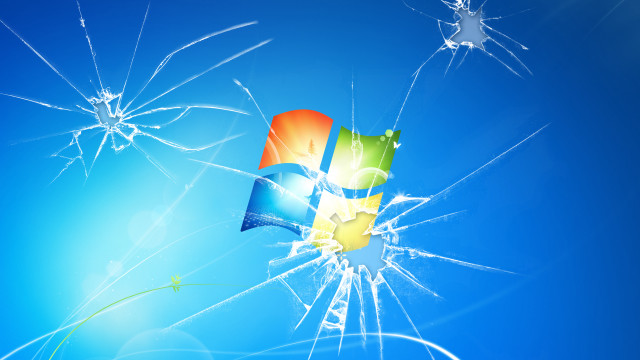 Broken window blue sky broken free wallpaper - medium preview image
