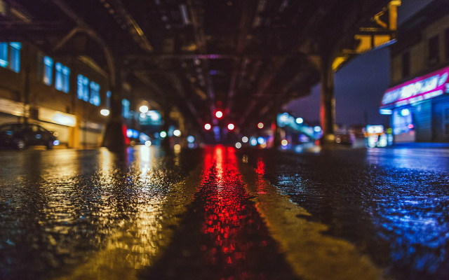 Wet street red light night free wallpaper - medium preview image