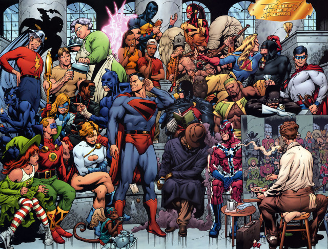 Group comics table man standing free wallpaper - medium preview image