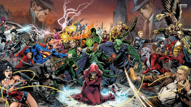 Superheroes comic scene characters action free wallpaper - medium preview image