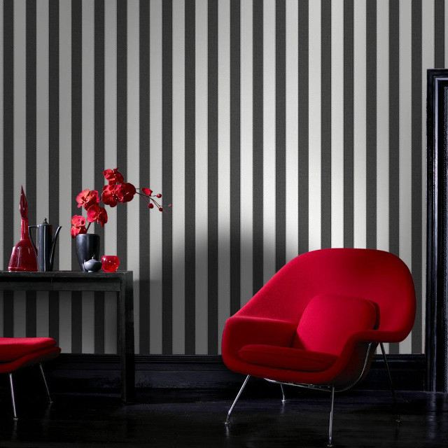 Red chair ottoman striped walls free wallpaper - medium preview image