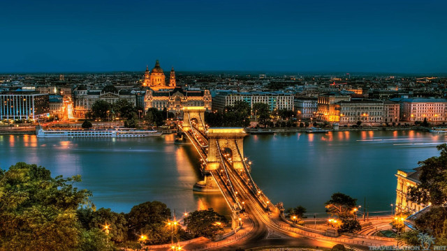 Night view bridge river city free wallpaper - medium preview image