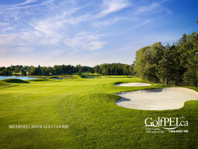 Golf course sand bunker lake free wallpaper - medium preview image