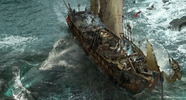 Ship debris ocean people boat free wallpaper - medium preview image