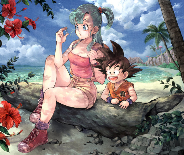 Woman child tree beach flower free wallpaper - medium preview image