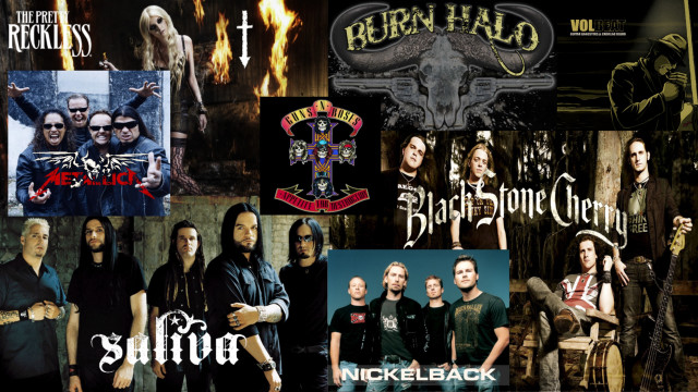 Rock bands collage logos names free wallpaper - medium preview image