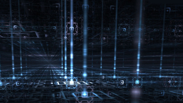 Futuristic blue lights lines dots free wallpaper - medium preview image
