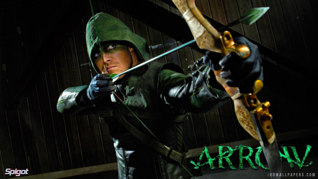Woman green bow arrow dark free wallpaper - medium preview image