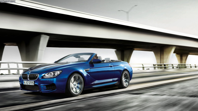 Blue convertible car highway bridge free wallpaper - medium preview image