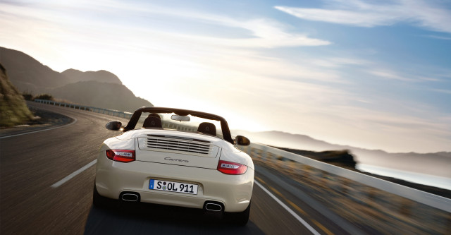 White convertible car mountain sunset free wallpaper - medium preview image