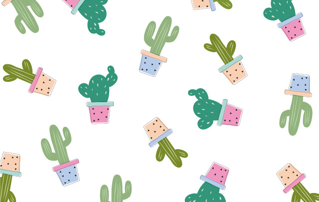Cactus watermelon potted plant vector free wallpaper - medium preview image