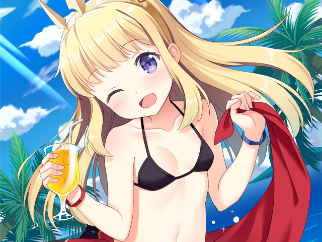 Woman bikini beer palm tree free wallpaper - medium preview image