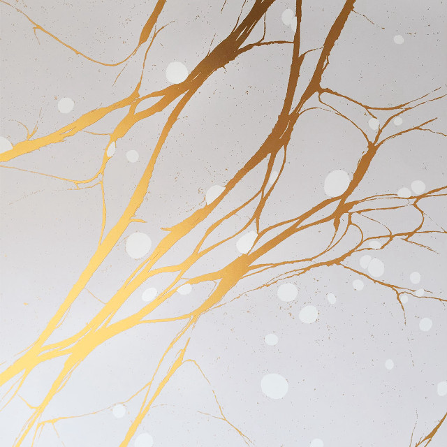 Tree white yellow snowflakes branches free wallpaper - medium preview image