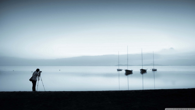 Beach person backpack skis boat free wallpaper - medium preview image