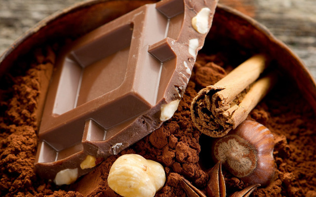 Chocolate nuts bowl dirt ground free wallpaper - medium preview image