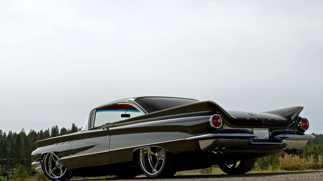Classic car parked road field #2 free wallpaper - medium preview image