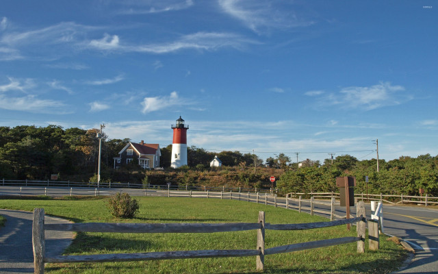 Lighthouse hill road fenced grass free wallpaper - medium preview image