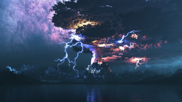 Cloud lightning mountain sky storm free wallpaper - medium preview image