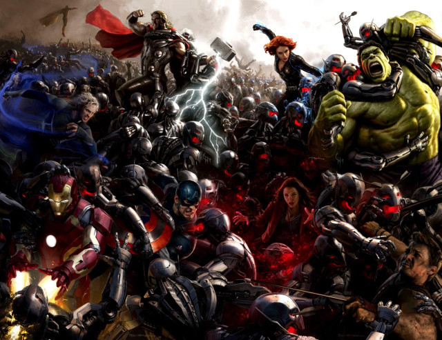 Avengers vs hulks battle painting free wallpaper - medium preview image