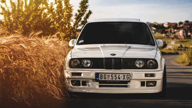 White car road bush grass free wallpaper - medium preview image