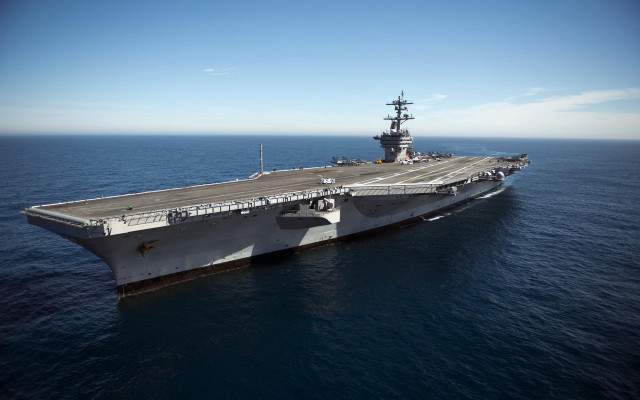 Aircraft carrier ocean ship sky free wallpaper - medium preview image