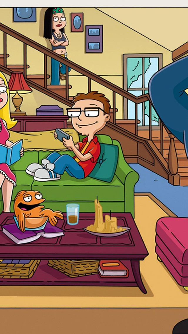 Cartoon family couch living room free wallpaper - medium preview image