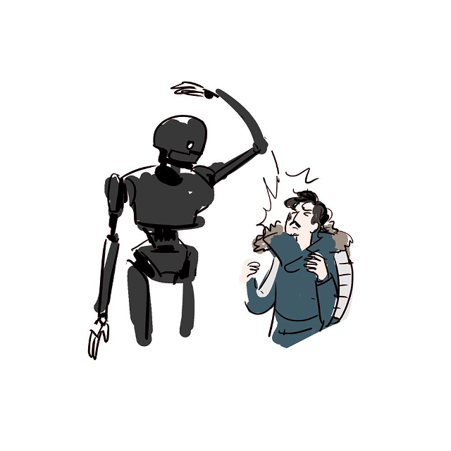 Robot holding man arm beer free wallpaper - medium preview image