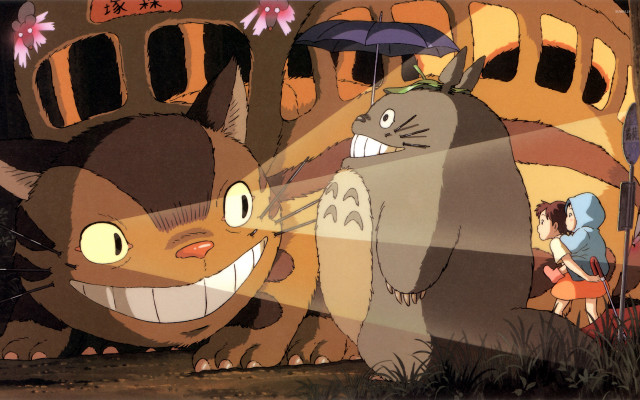 Cartoon cat umbrella person background free wallpaper - medium preview image