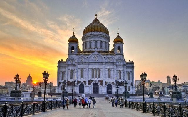 People building golden dome sunset free wallpaper - medium preview image