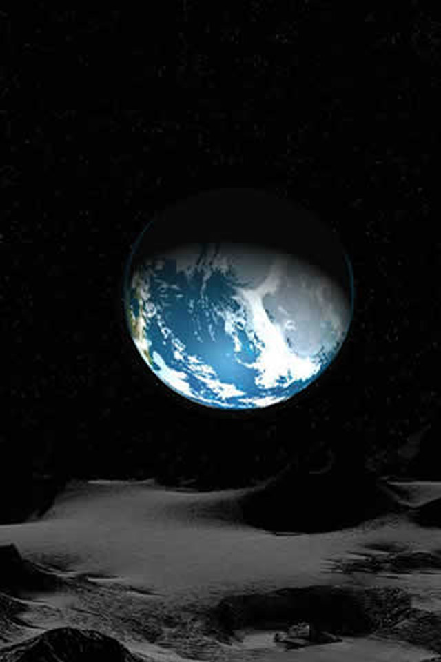 Earth view moon surface blackwhite free wallpaper - medium preview image