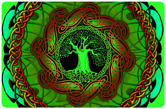 Tree life celtic pattern red free wallpaper - medium preview image