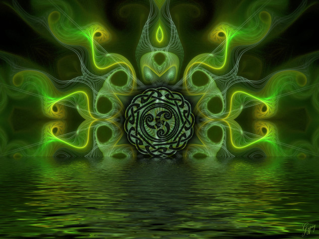 Green yellow flower black background #2 free wallpaper - medium preview image