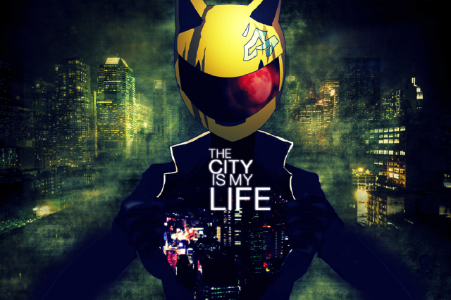 Man yellow helmet city red free wallpaper - medium preview image