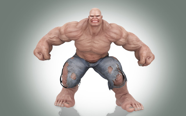 Muscular bald man torn jeans #2 free wallpaper - medium preview image